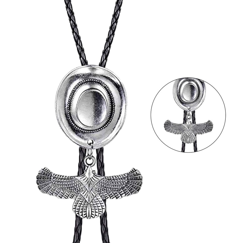 Cravate Bolo Cowboy Western Vintage Cravate Chapeau de Cowboy Collier Punk Accessoire de Costume Américain Cravate Bolo Western