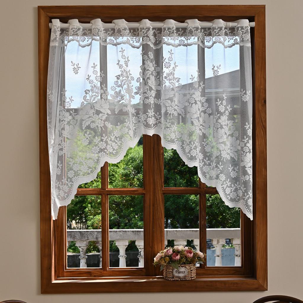 Elegantes Spitzentor-Halbvorhang mit Bogen und Blumenmuster für Wohnzimmer- und Schlafzimmerdekoration