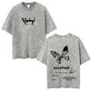 Gewaschenes Vintage Anime Vagabond Miyamoto Musashi Kirschblüten Grafik T-Shirt Herren Damen Lässiges Oversized T-Shirt 90er Jahre Streetwear