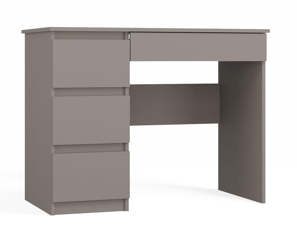 Mijas Left Computer Desk For Laptop 4 Drawers Color Clay Grey For Study And Work