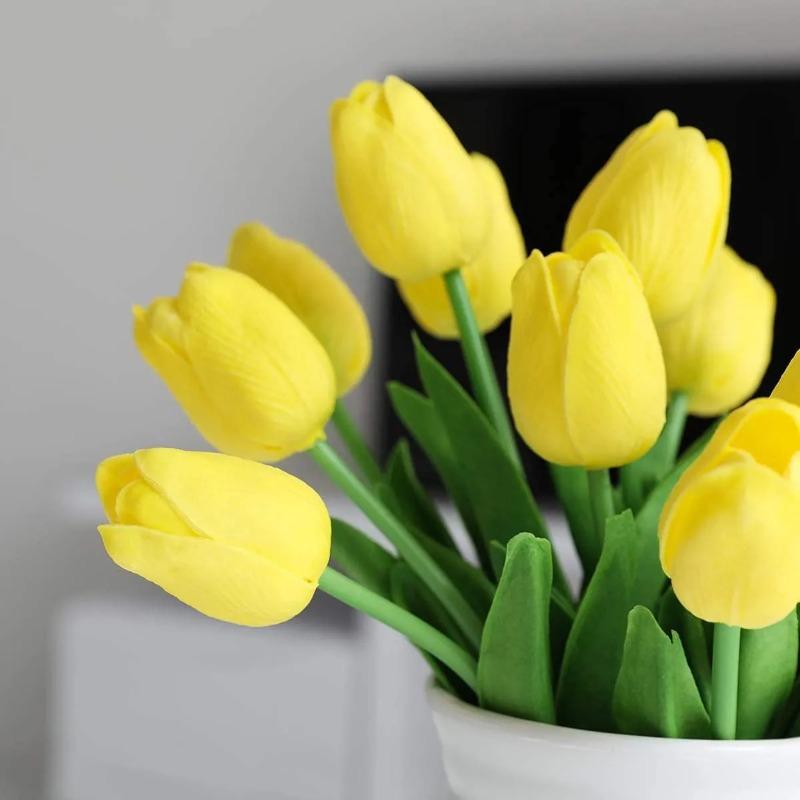 10Pcs Artificial Flower Realistic Touch Tulip Scrapbooking Vase Home Decor Wedding Garden Arch Garland Mother's Day Bouquet DIY