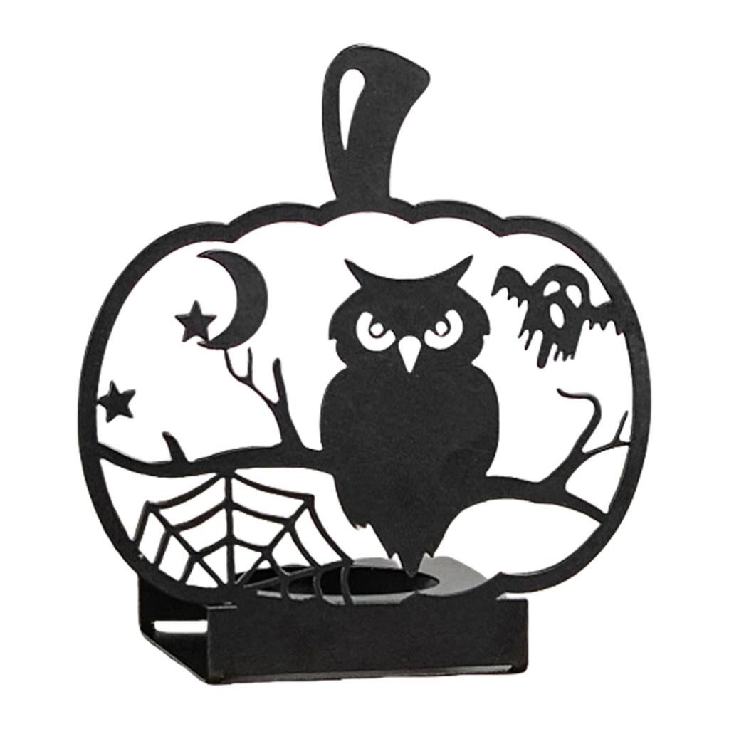 Halloween Metal Tealight Holders Hollowed Ghostly Bat Cats Iron Candle Stand Candlestick for Home Centerpieces Decors