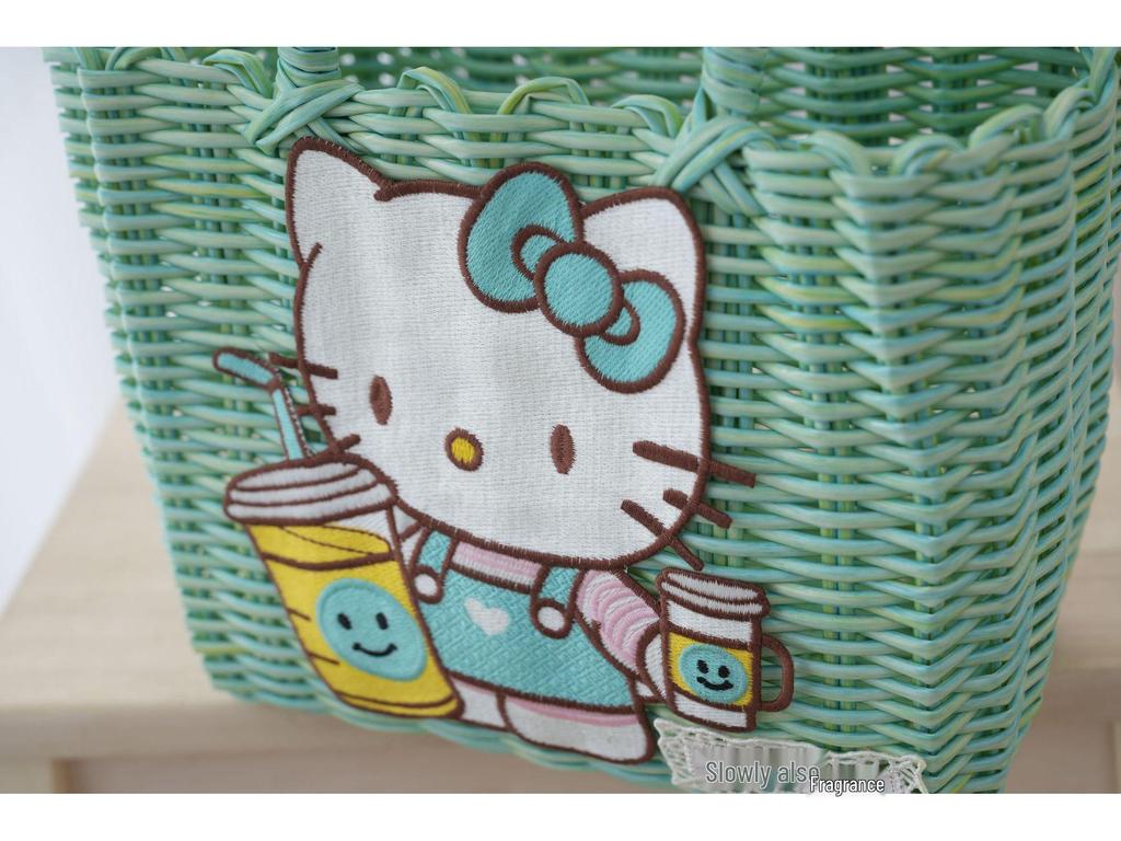 Adorable Cat Woven Tote Bag - Square Handmade Basket for Shopping & Everyday Use