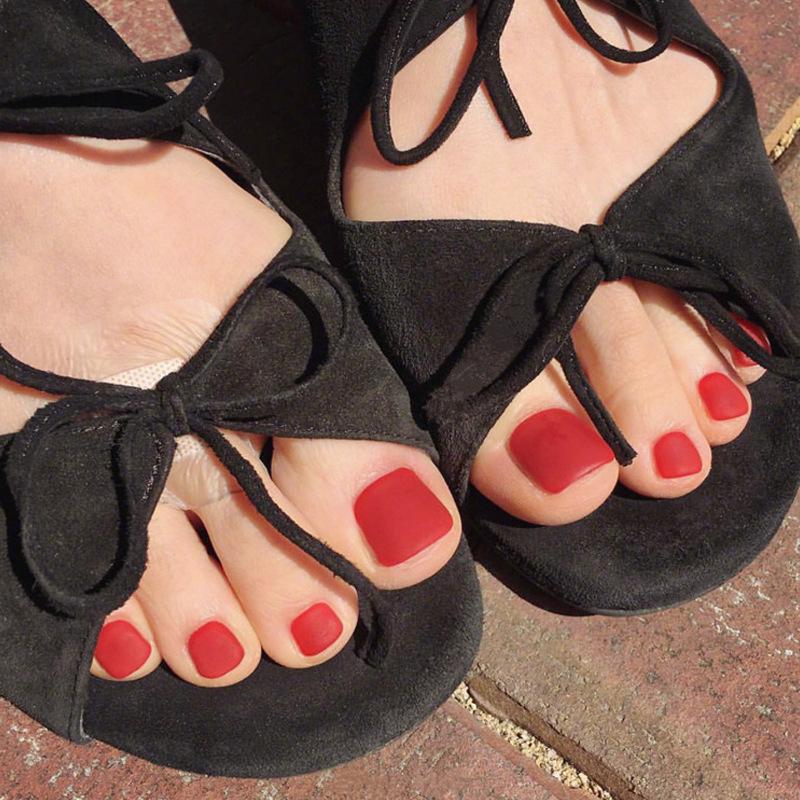 24 Stycken Bärbara Heltäckande Naglar Nagel Naglar Lösnaglar Tånaglar Färdiga Frostade Tånaglar