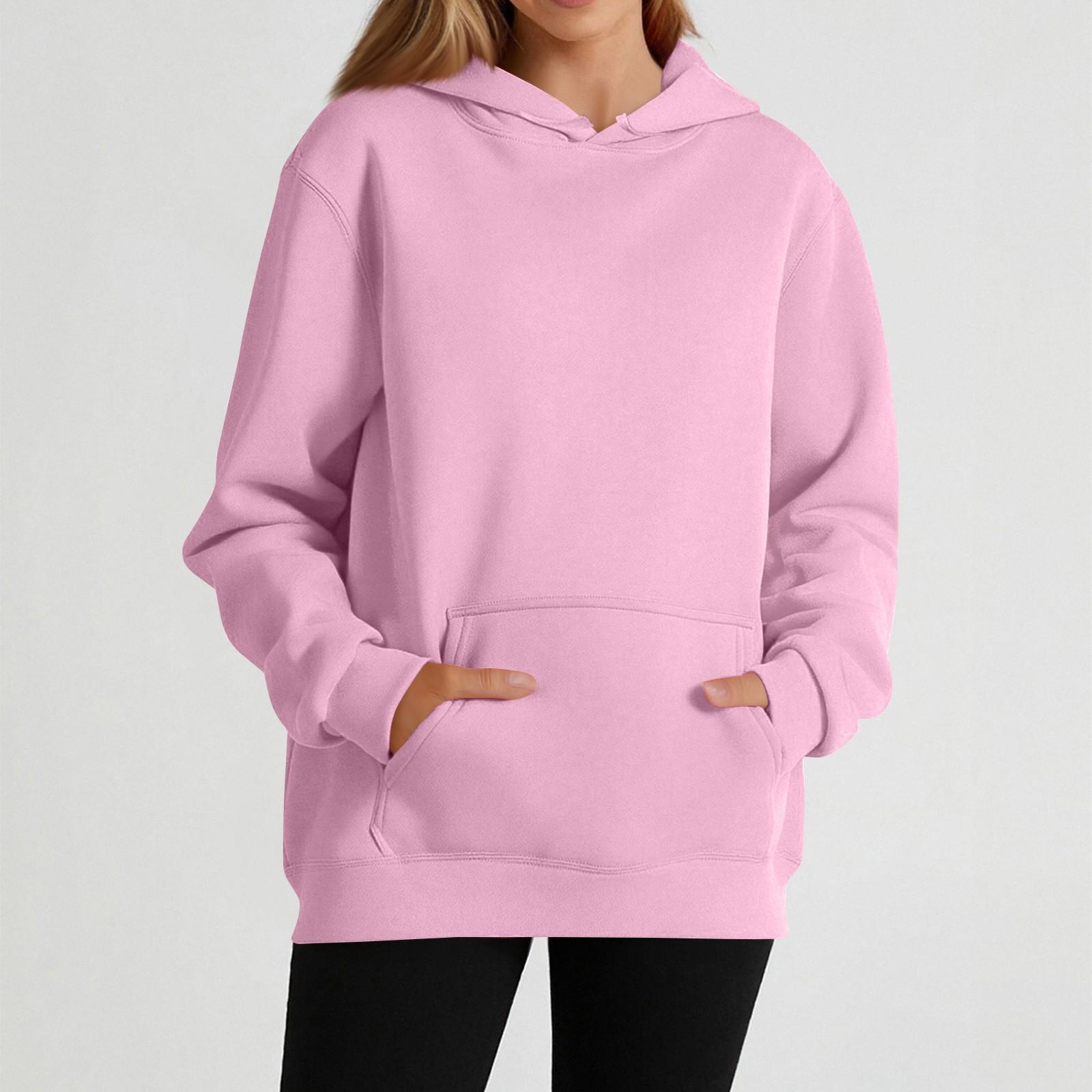 

Женский повседневный худи с длинными рукавами и капюшоном, однотонный S розовый