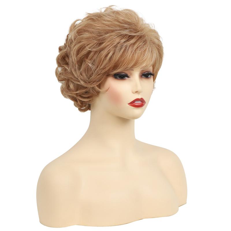 Synthetic Women's Wigs Curly Short Wigs for Women Blonde Ombre Wig Female Daily Cosplay Grandmother Mommy Wig Natural