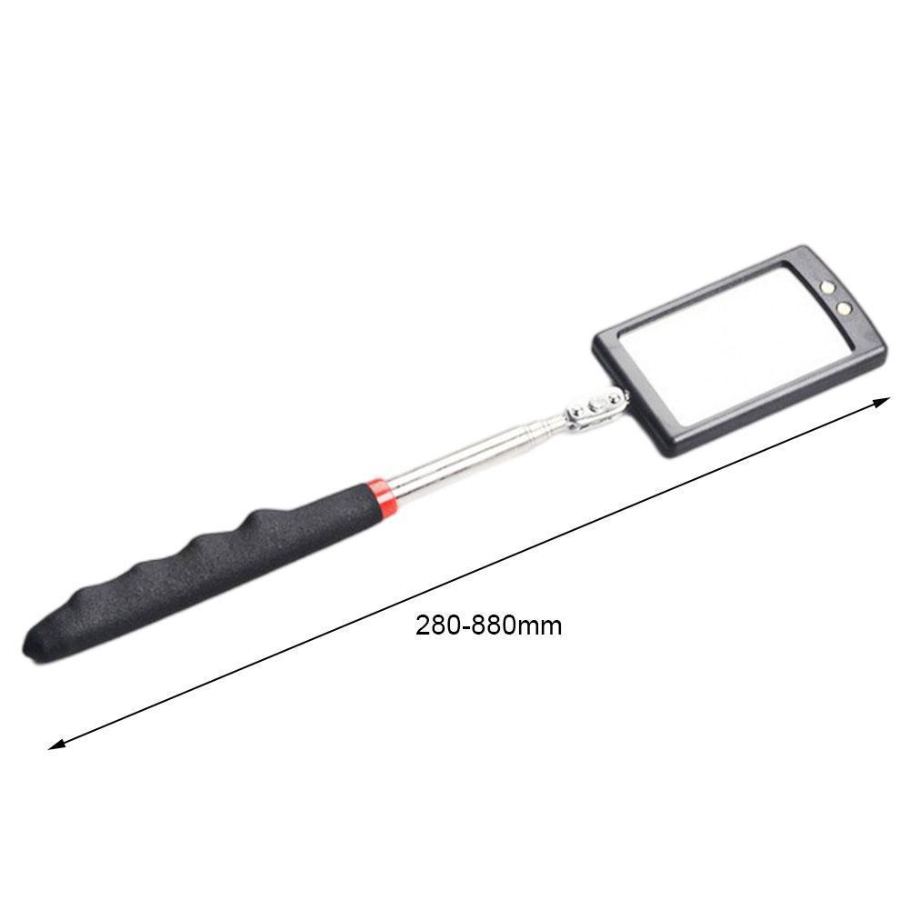 360° Inspection Mirror LED Light Telescoping Mirrors Extend Mechanic Tools Inspection Mirror Telescopic Handle Repairing Tools