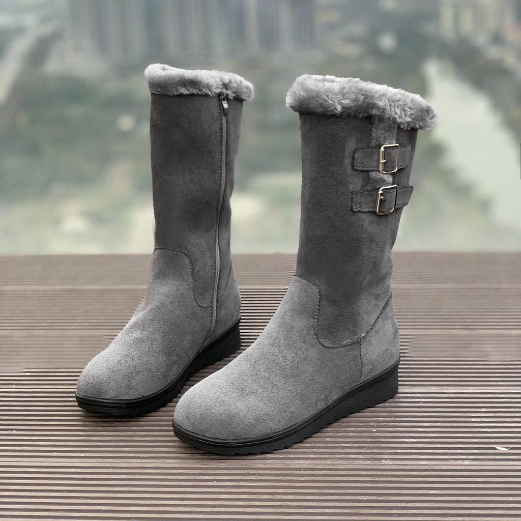 Women's Plus Size Mid-Calf Snow Boots, Thickened & Fleece-Lined, Warm Cotton, Autumn/Winter 2025 Collection