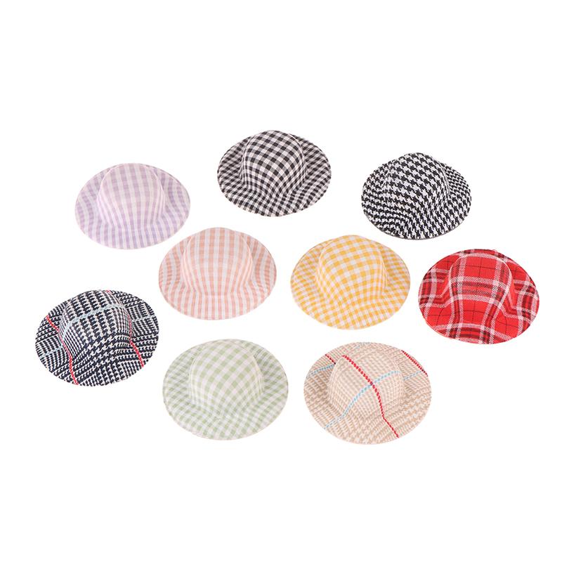 3Pcs Mini Colorful Hat Doll Ornament Lattice Cap Doll House Accessories Green Plant Pet Wine Bottle Cake Decoration
