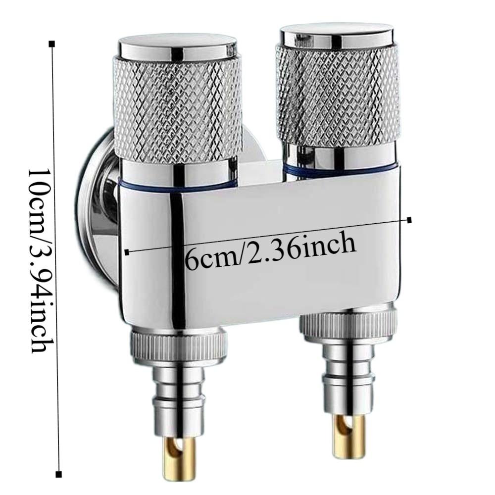 Universal Interface Double Outlet Valve Stainless Steel Knob Type Shower Shut Off Valve Space Saving Double-end