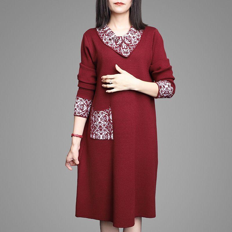 Autumn Winter Women's Thick Sweater Dress Loose Plus Size Knitted Dress Mid-Length Casual Dresses
