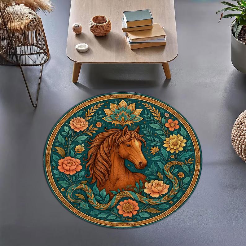 

Pattern Circular Carpet Suitable for Living Room Study Bedroom Entrance Ideal Christmas Decoration Room Decoration Carpet 100cm x 100cm