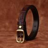 Fine Women's Belt Italian Retro Fashion All-Matching Decorative Genuine Cattlehide Leather Surface Pressure Crocodile Pattern Belt for Women