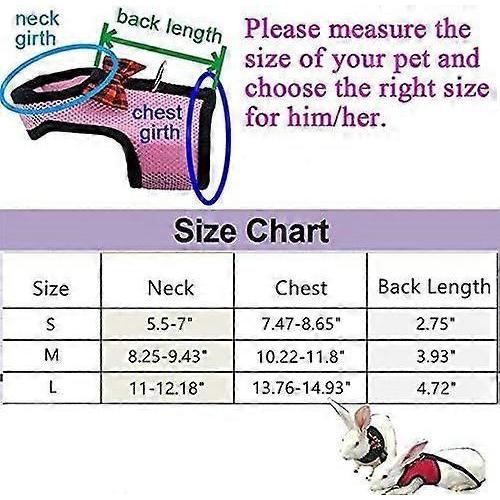 Rabbit Harness with Elastic Leash, Suitable for Small Pets (S: Bust (20-23cm), Pink) -Versailles
