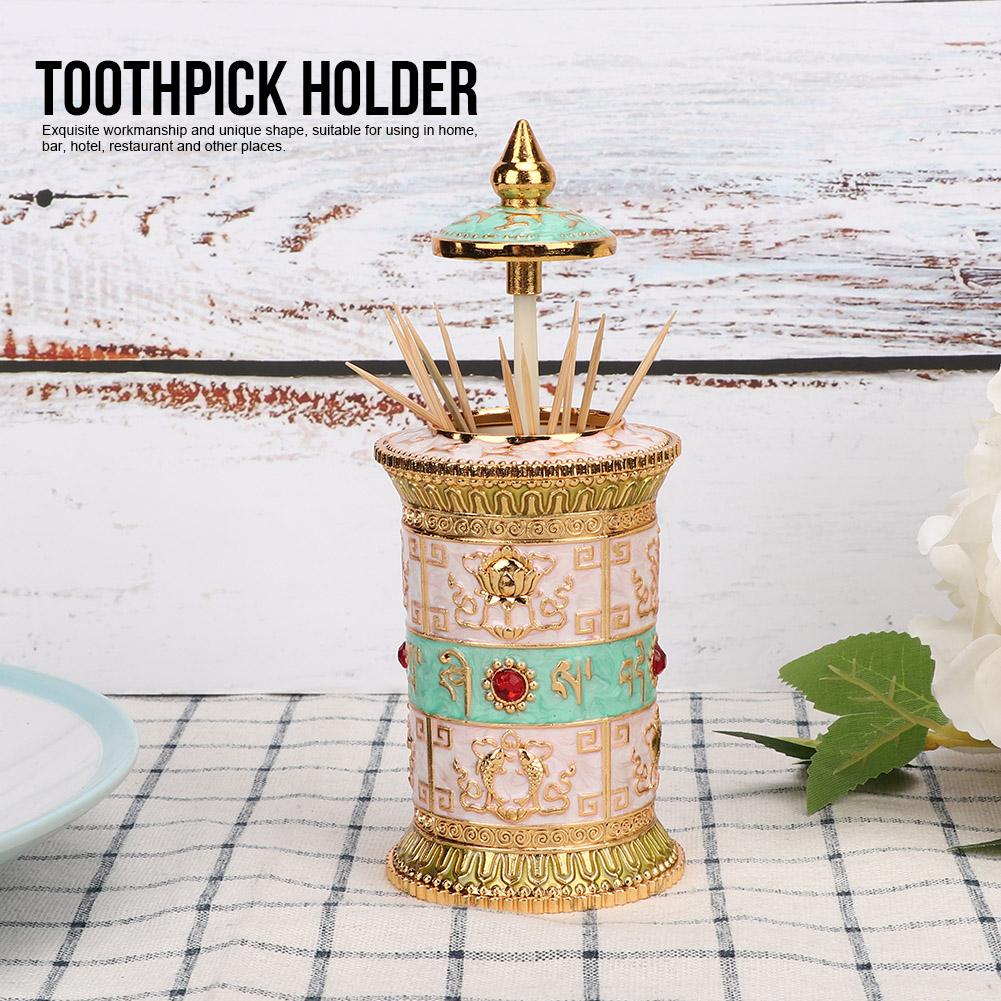 Home Kitchen Hotel Rotating Press Toothpick Holder Box Dispenser Organizer Container