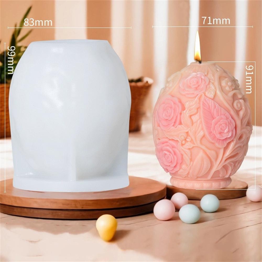 3D 2025 DIY Blume Relief Ei Kerze Silikonform Rose Blume Osterei Harzform Pfingstrose Blume Relief Ei Deko Gipsform