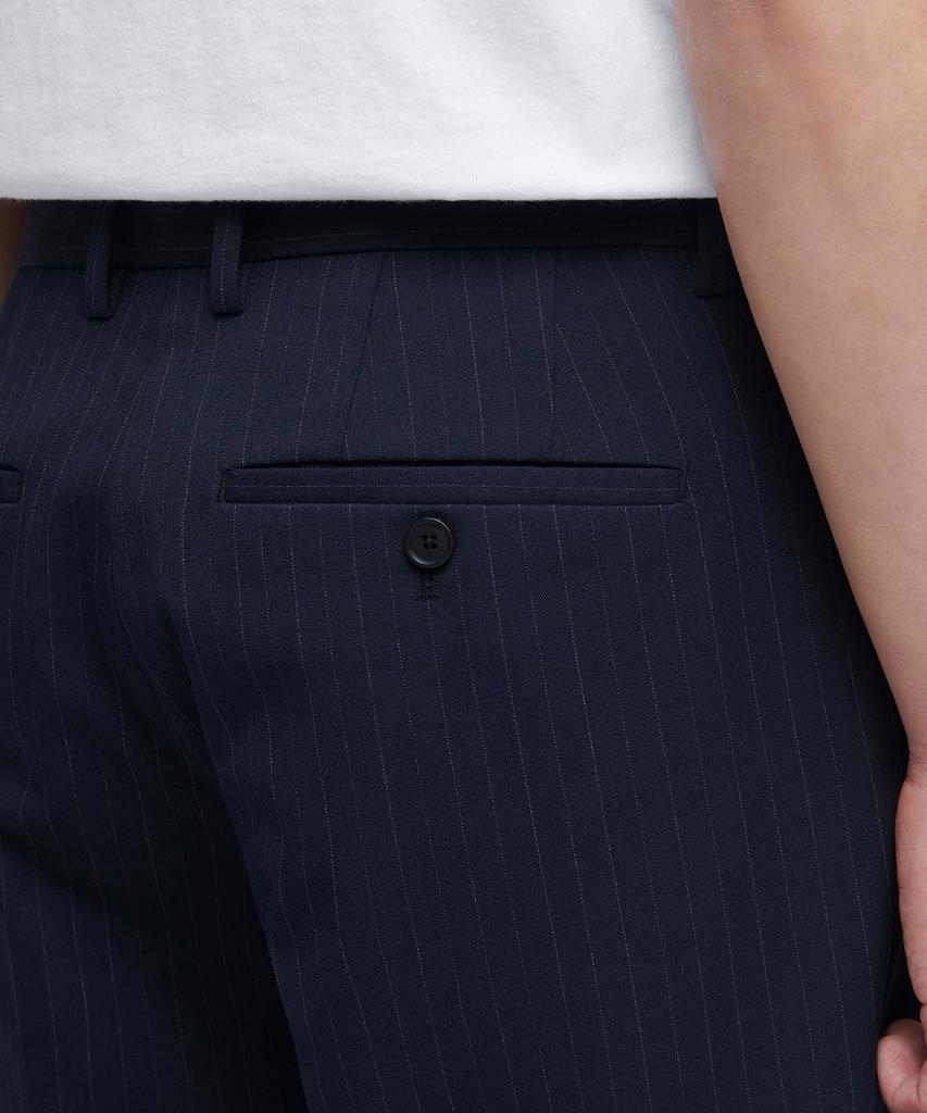 Musinsa Standard Pinstripe Tapered Hidden Banding Crop Slacks [Navy]