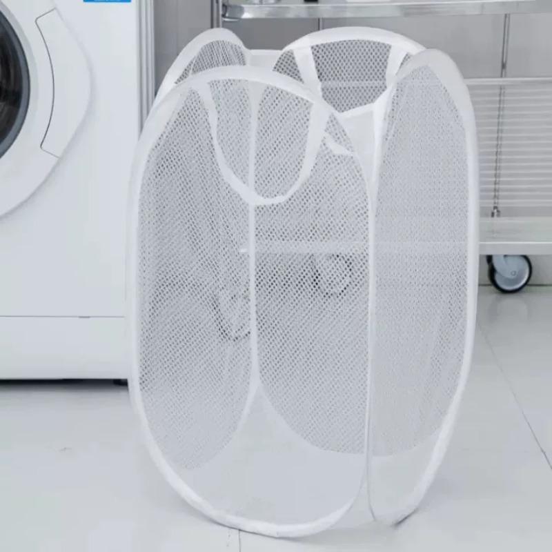 Folding Dirty Laundry Sorting Basket Washing Frame Bathroom Cloth Mesh Storage Bag Frame Bucket Laundry Organizers Storage Pouch