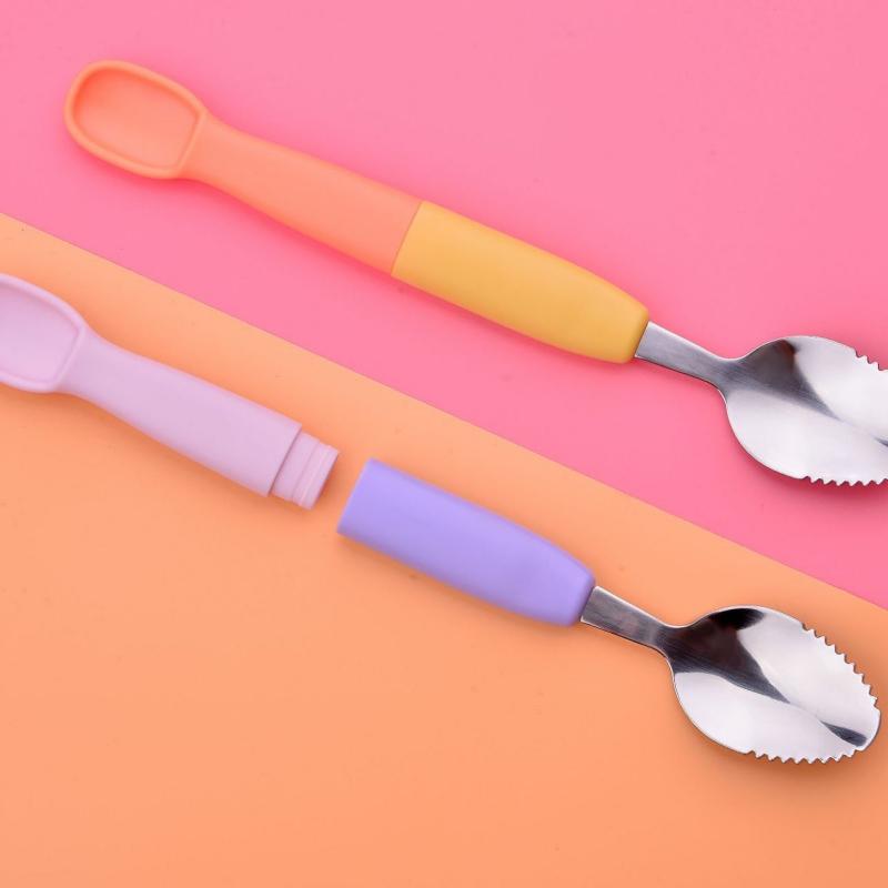 

Детские силиконовые мягкие ложки, тренировочные ложки для кормления, детская пищевая добавка, соскребающая ложка для фруктового пюре, детская ложка для рытья фруктов