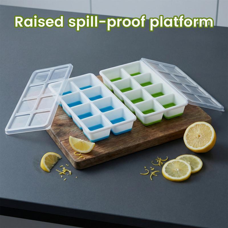Large Reusable Ice Cube Trays Easy-Release Flexible Ice Cube Molds With Lids Big Square Cubed Ice Trays For Cocktail Coffee