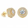 Hip Hop Round Crystal Zircon Stud Earrings Simple Copper Men's Earrings Fashion Party Women's Jewelry Accessories Gifts