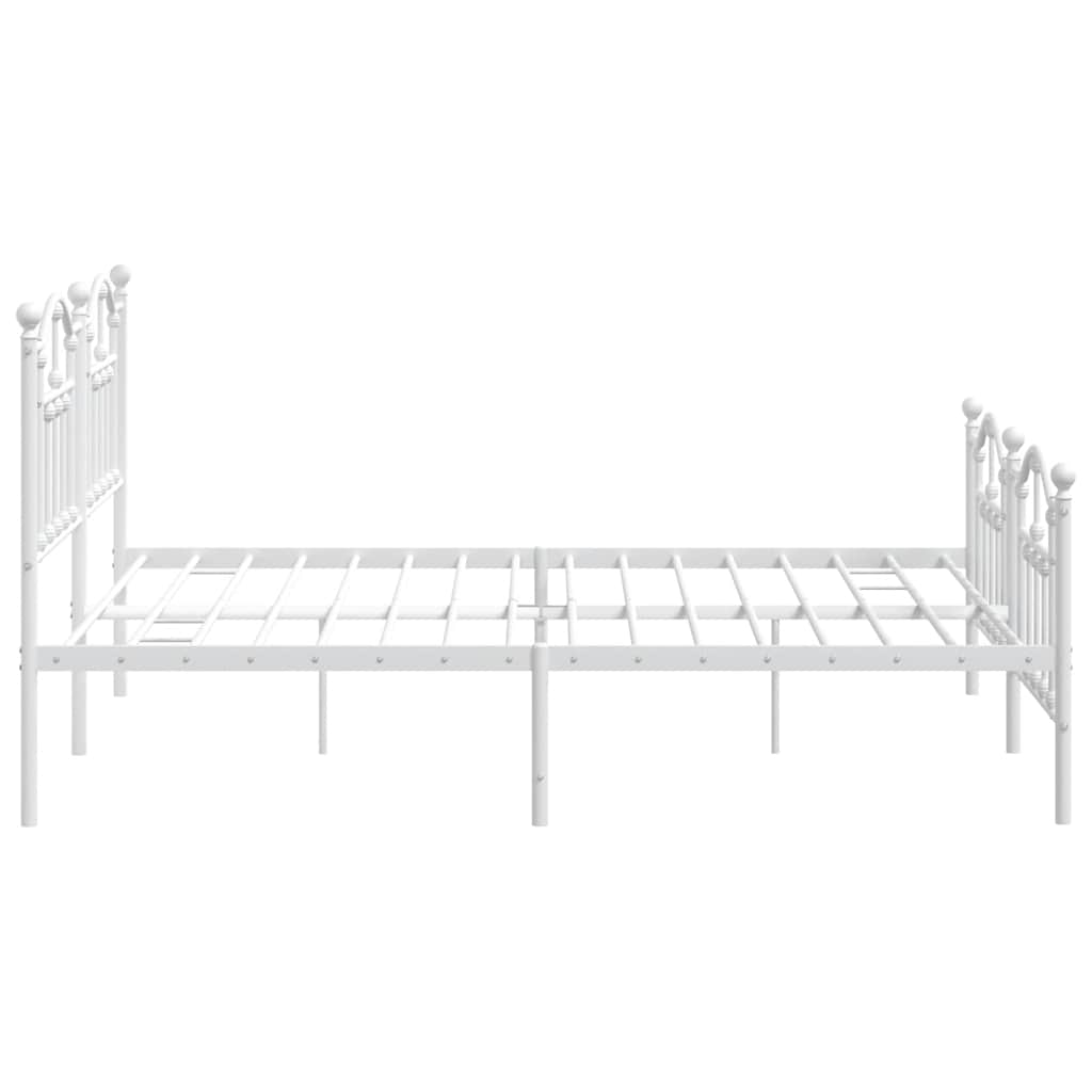 Metal Bed Frame with Headboard and Footboard White 183 x 213 cm