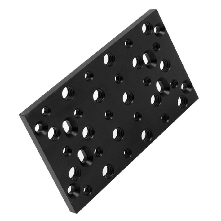 1/4 in and 3/8 in Mount Hole Camera Plate with Two Cold Shoe Holders, Metal Expansion Mount for Camera Support Arms and Extra Video Gear