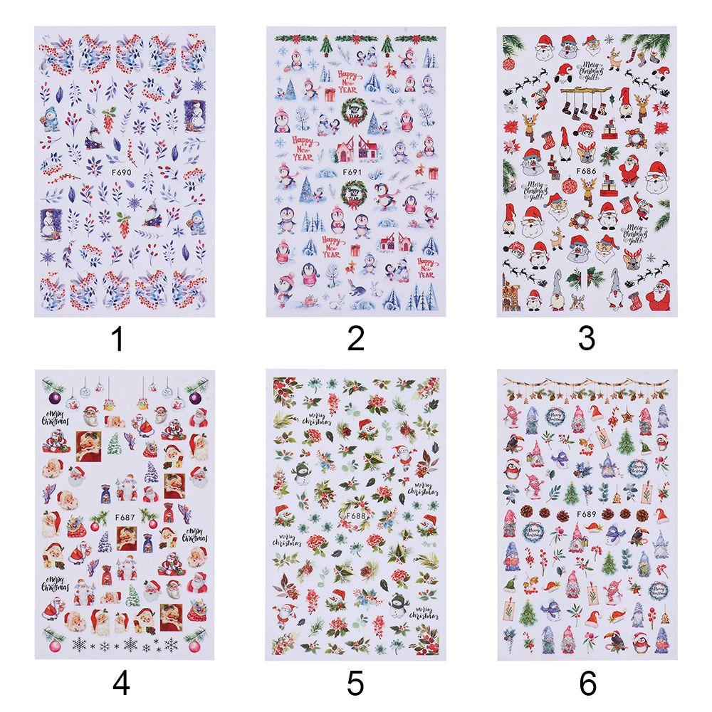 Adhesive Cute Snowman Nail Stickers Snowflake Elk Christmas