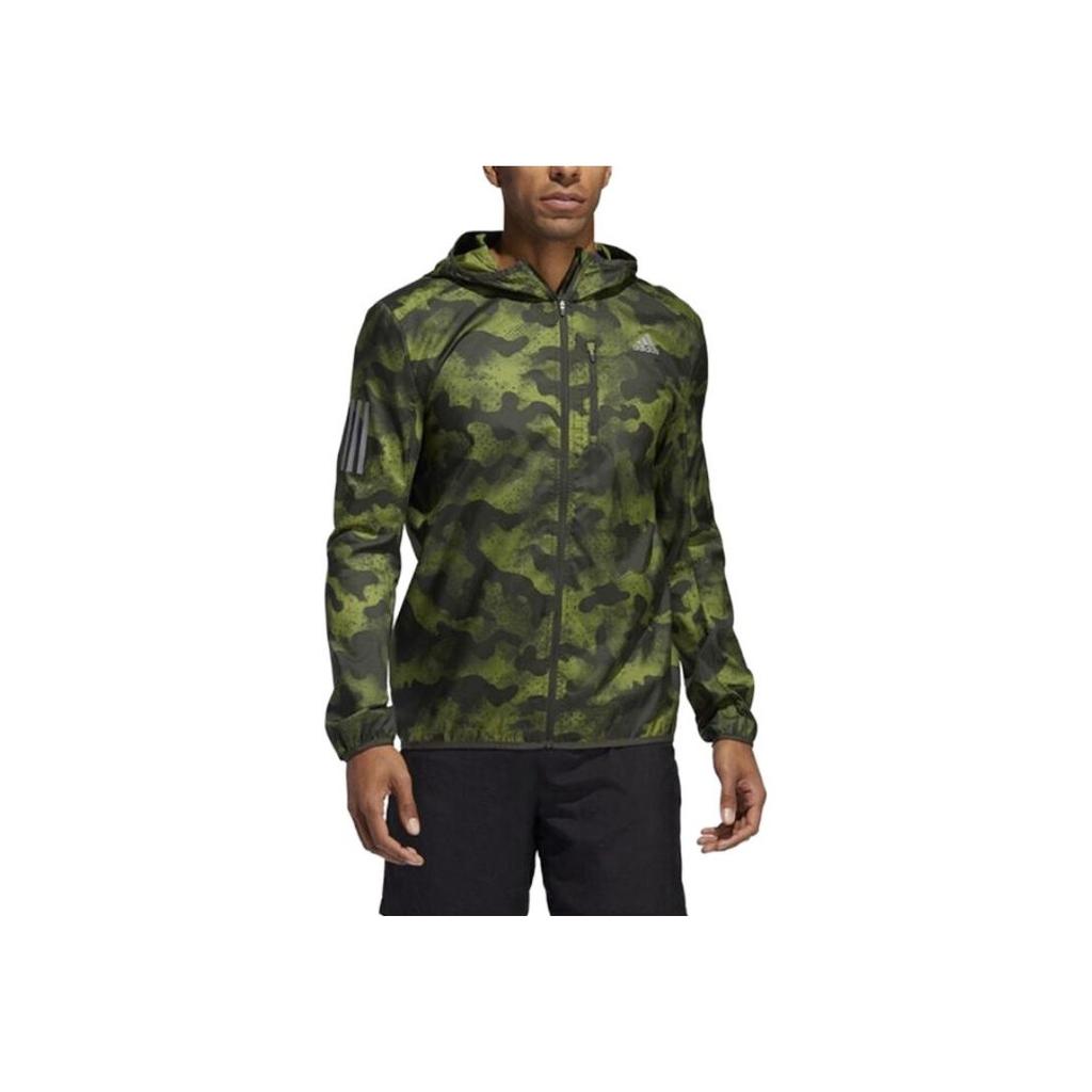 Adidas Camouflage Zip-Up Hooded Jacket Men Outerwear Green DZ2031