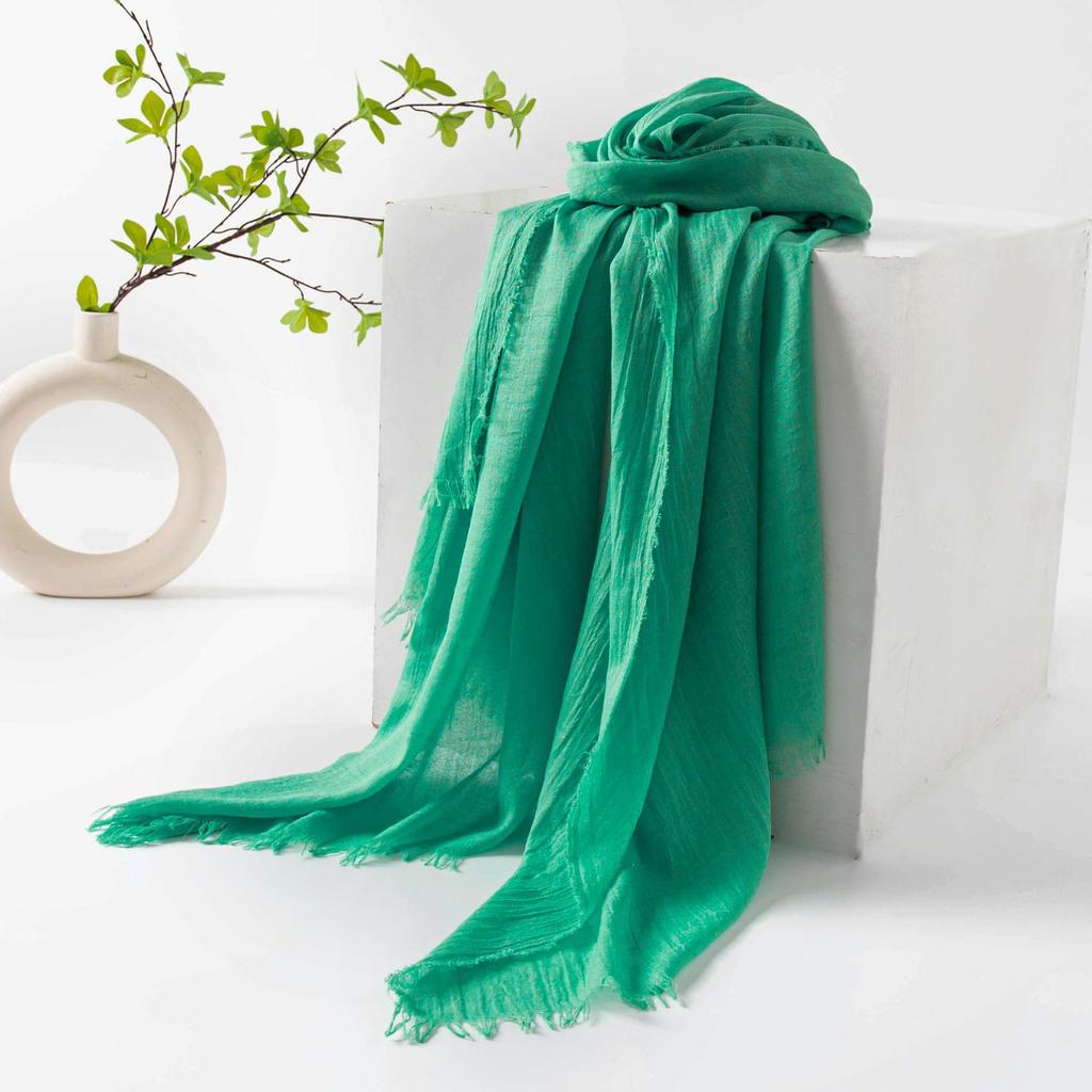Spring Summer Scarves Imitation Cotton Linen Pure Color Simple Sun Protection Shawl Women's High-end Sense Long Silk Scarf Tourist Headscarf Wholesale