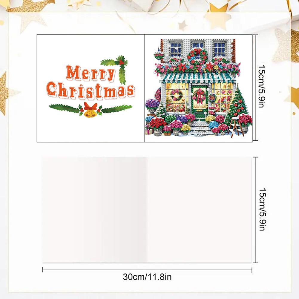 6Pcs DIY Diamond Painting Greeting Card Set Xmas Floral Pattern Diamond Art Handmade Cards Thank You Cards and Holiday Blessings