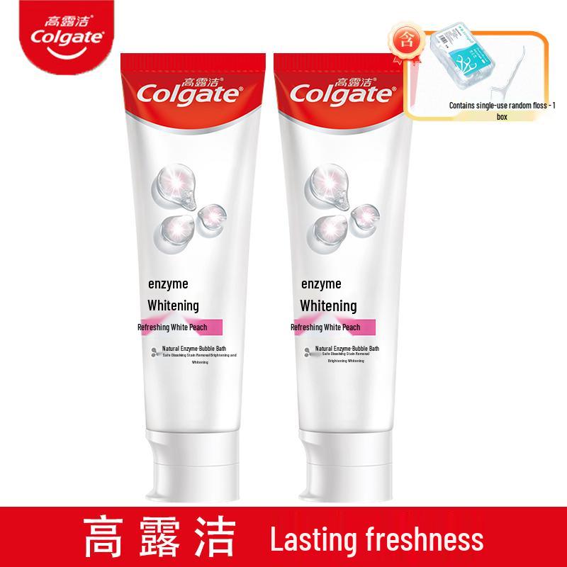 Colgate Active Enzyme Whitening Toothpaste (Peach Mint, 2x120g) with Floss