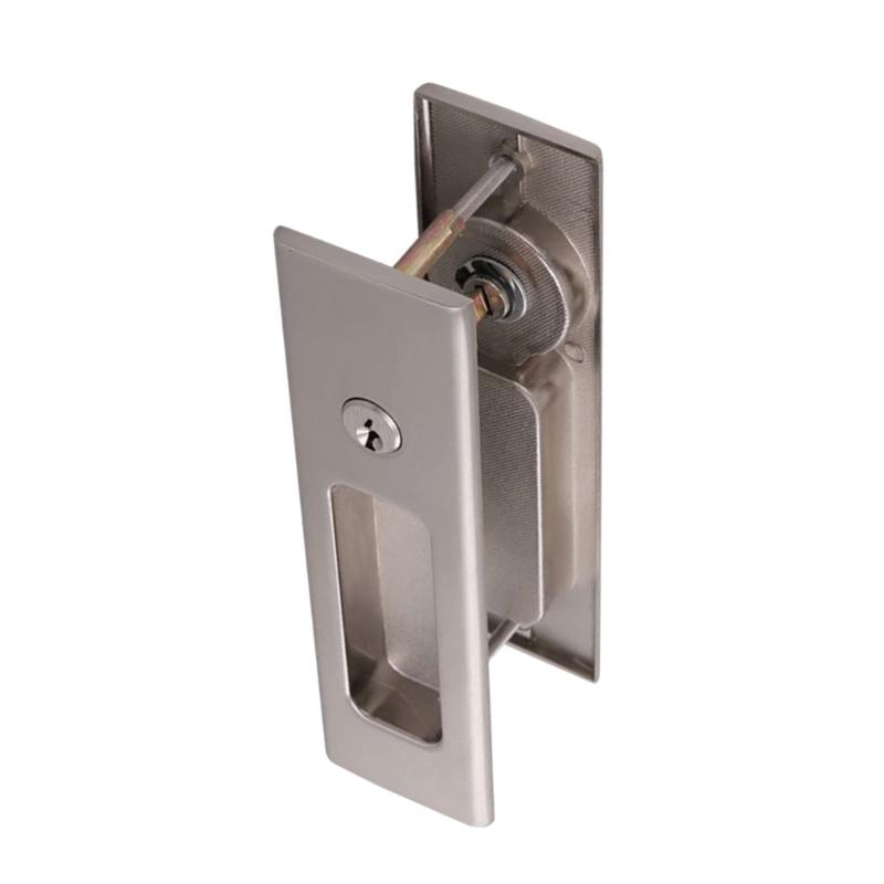 Concealed Sliding Door Lock Recessed Installation Metal Locking Mechanism for Indoor Outdoor Use Bathroom Balcony
