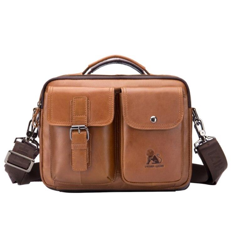 Quality Original Leather Design Male Shoulder Messenger Bag Cowhide Fashion Cross-body Bag Pad Tote Mochila Satchel Bag