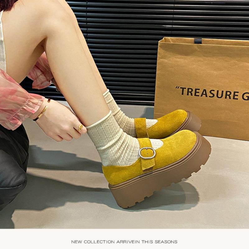 Insole Height-increasing Shoes Women's High Heels Thick-soled Shallow-mouthed Single Shoes Versatile Small Leather Shoes