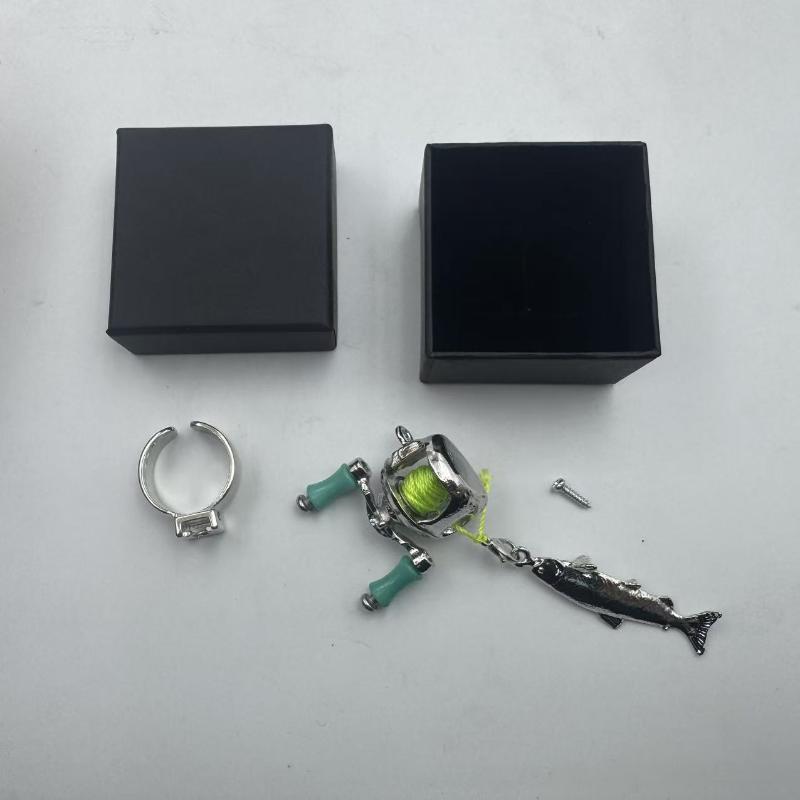 Mini Fiskehjul Halsband 1/2 st Premium Legering Herr Hänge Trendiga Hip Hop Smycken för Streetwear Festpresent