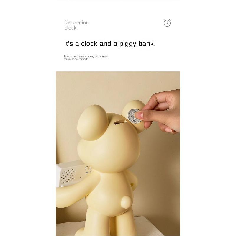 Light Luxury Creative Violent Bear Clock Ornament Entrance Living Room Decoration Wine Cabinet TV Cabinet Home Decor Crafts