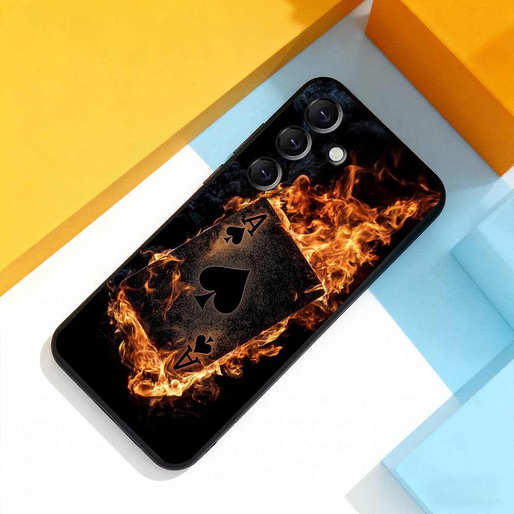 Poker Ace of Spades Phone Case For Samsung Galaxy A 22,71,53,52,51,72,73,5G,Note,J7,8,9 Soft Black Cover Samsung a40