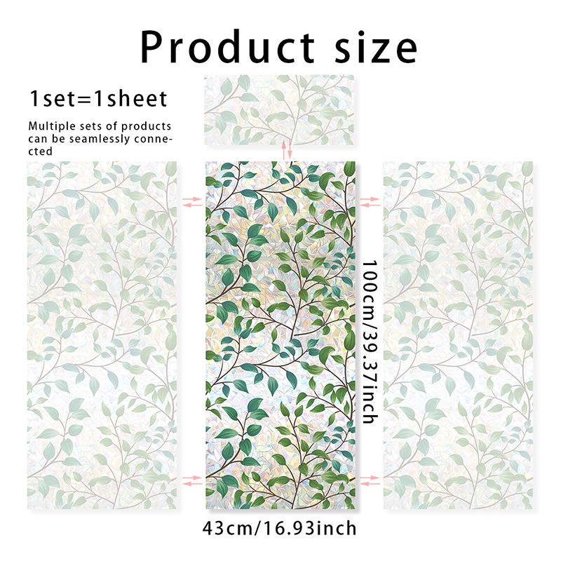 Window Film Static Cling Privacy Protection Stained Glass Film PVC Stained Colorful Plants Flowers Printed Home Decor Stickers
