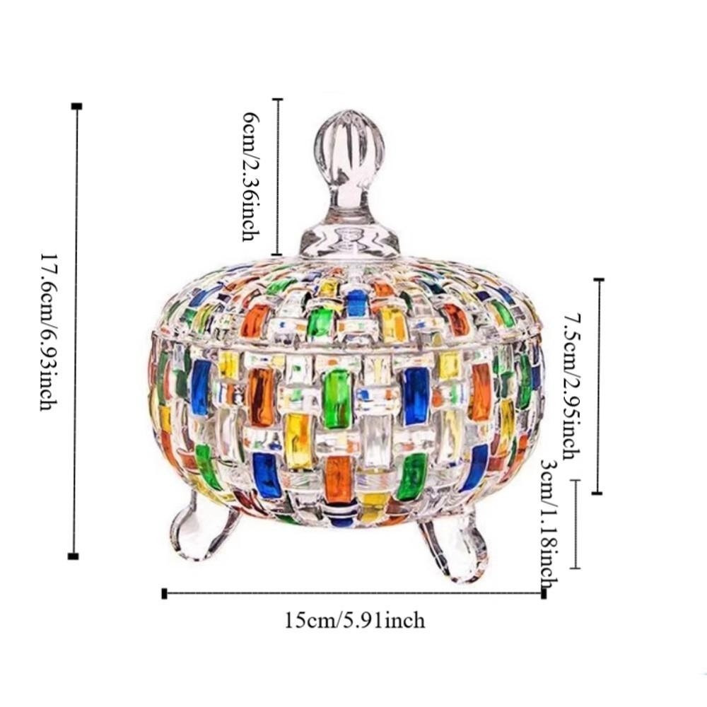 Elegantes Glas Europäischer Stil Süßigkeitenglas Staubdicht mit Deckel Halloween Süßigkeiten Aufbewahrungsbox Bunte Obstschale Nuss