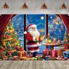 1Pcs Christmas Santa Claus Snowy Village Decoration Background Xmas Backdrop Decorations For Photo Studio Photo Booth Party