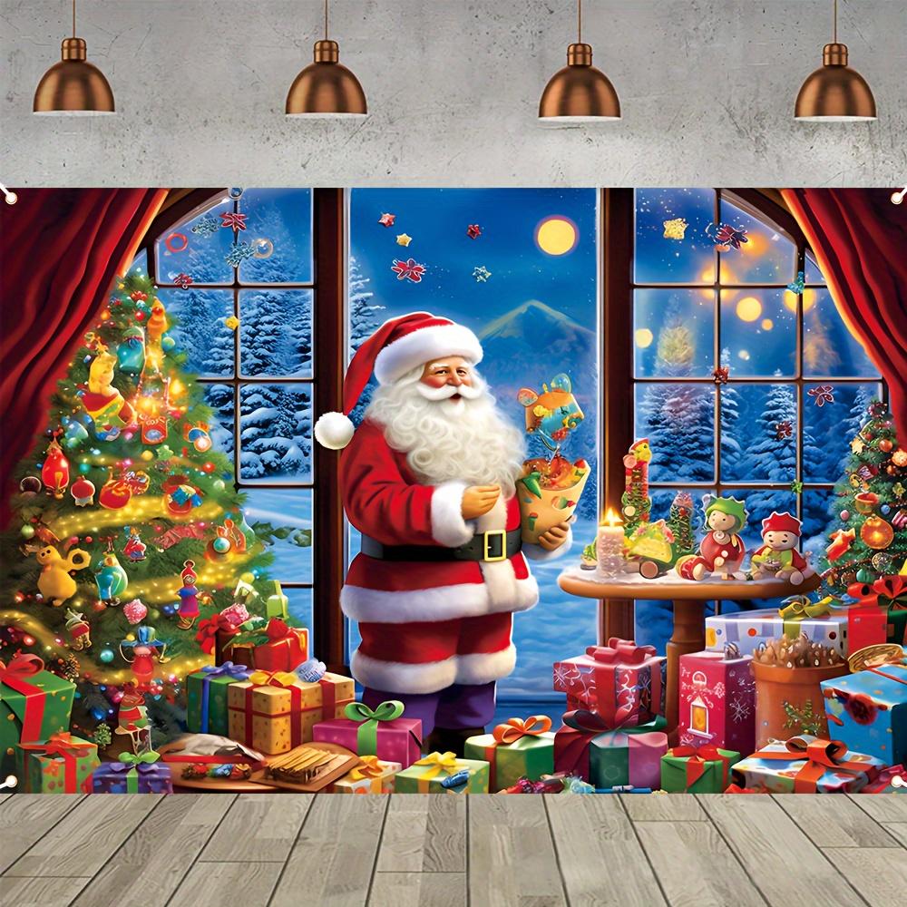 1Pcs Christmas Santa Claus Snowy Village Decoration Background Xmas Backdrop Decorations For Photo Studio Photo Booth Party