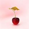 Branch and Leaf Gold-Plated Red Cherry Brooch - Pastoral Fashion, Light Luxury, Sweet and Fresh Style