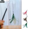 Spring Teasing Cat Stick Long Pole Cat Teaser Stick Toy Feather Funny Simulation Fishing Rod Bell Squeaky Cat Toy