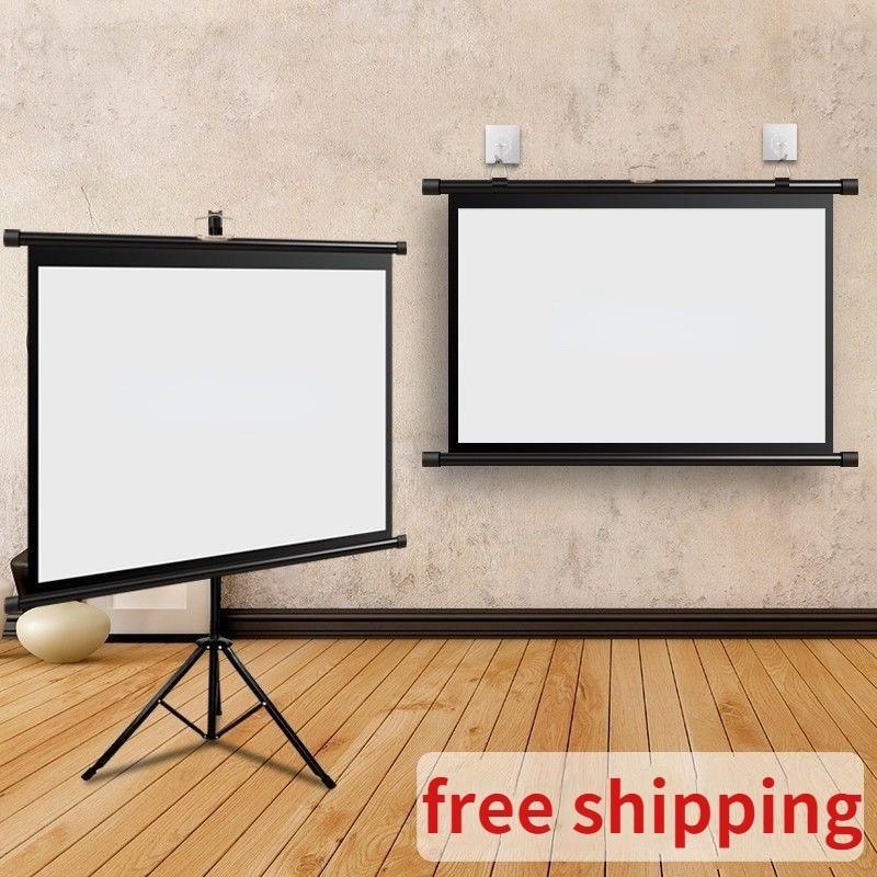60/72/84 Inches Projection Screen Entertainment Projector Curtain HD Mobile Portable Tripod Screen