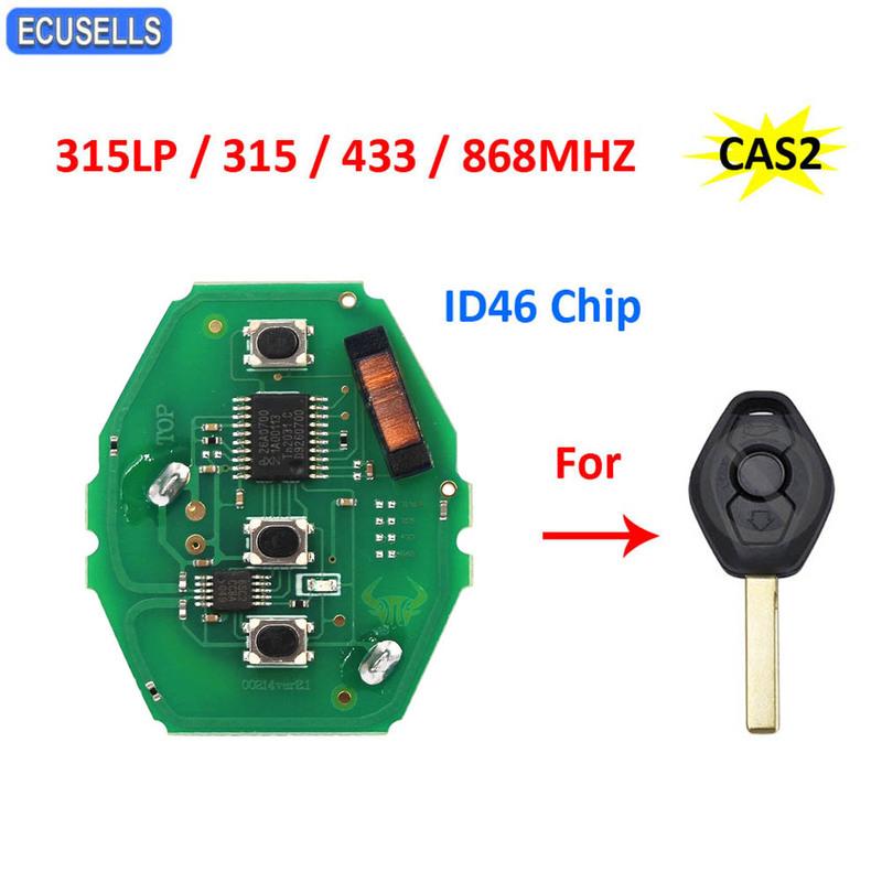 Ecusells 3 Button Remote Car Key Board 315LP MHZ 315MHZ 433MHZ 868MHZ ID46 Chip for BMW CAS2 1 3 5 6 Series X5 315LP MHZ