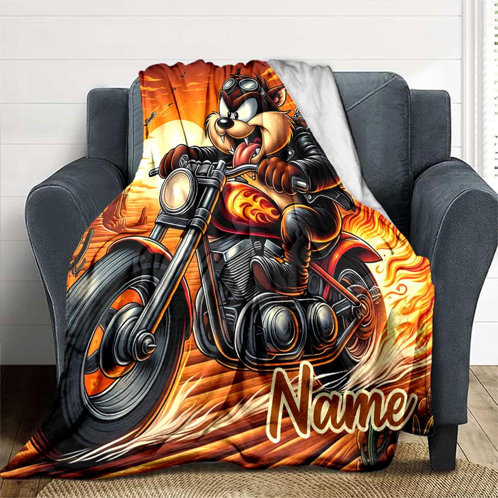 Customizable Taz3 Throw Blanket – Personalized Name, All-Season Cozy Snug Blanket, Machine Washable, Personalized Blanket