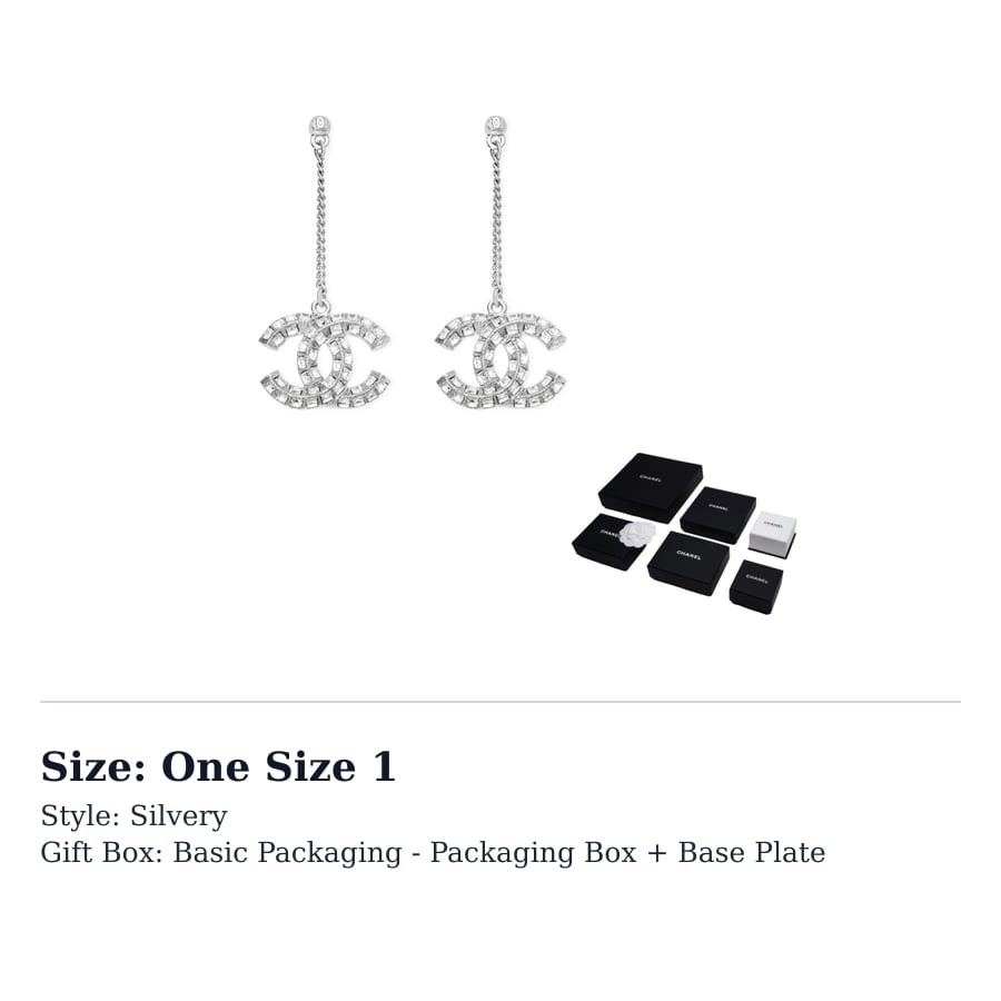 Chanel 2000-2026 Plated Crystal Cc Drop Push Back Earrings Costume Earrings A63084-Y02003-Z3502