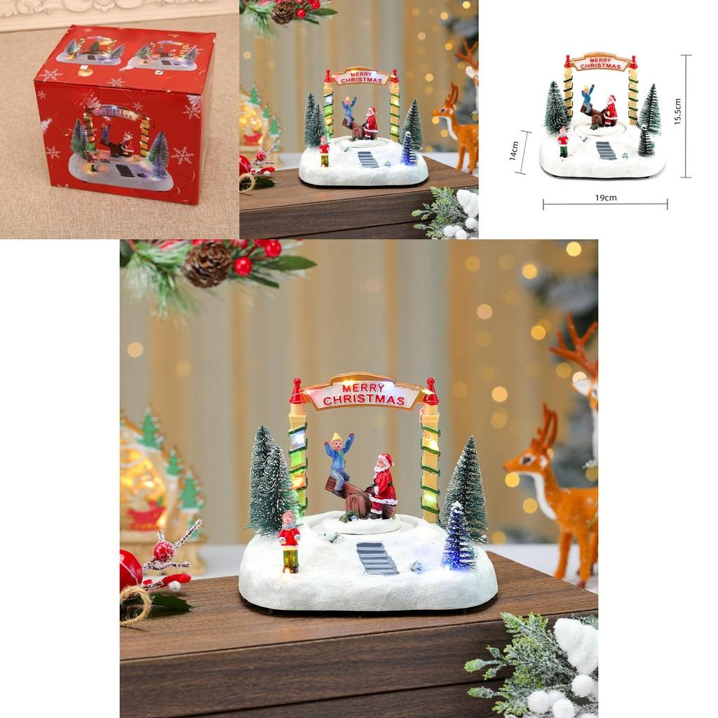 Harz-Drehwippen-Spieluhr Schneeszene Mit Weihnachtsdekoration Für Feiertagsgeschenke Und Schmuckpräsentation