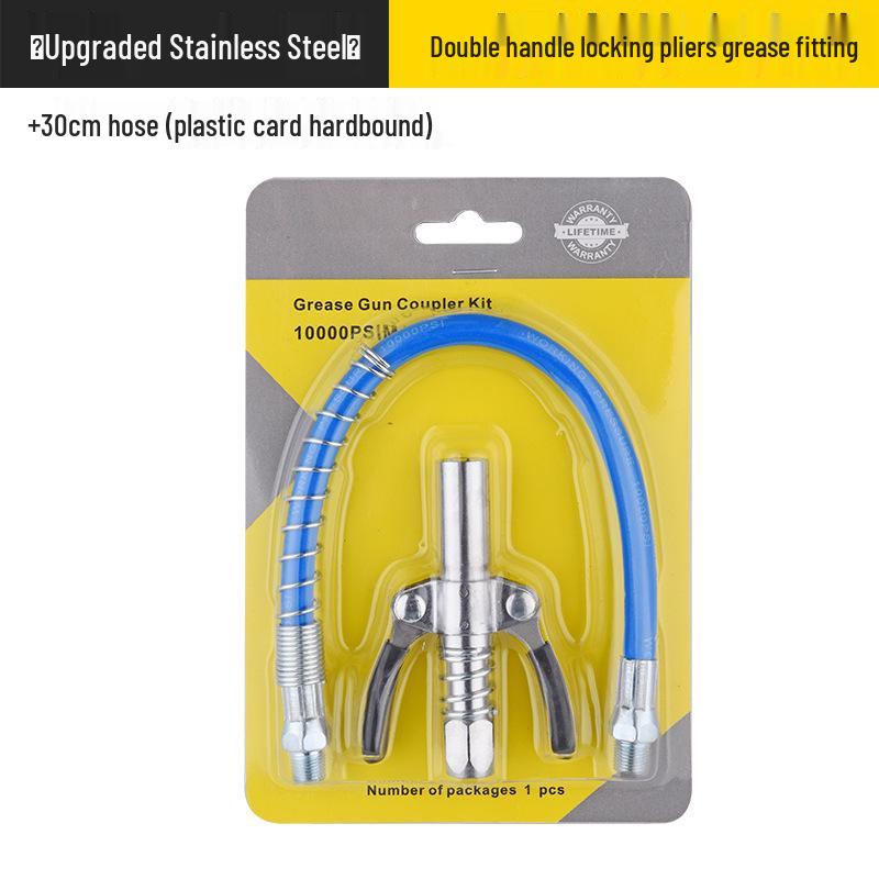 High-Pressure Grease Gun Nozzle with Locking Pliers and Self-Locking Flat Head